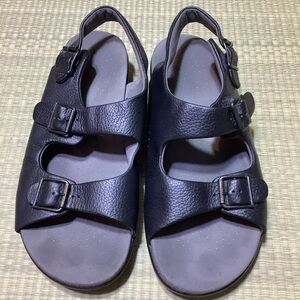 SAS Black Leather Relaxed Walking Sandal Size 12 Tripad Comfort Double Strap
